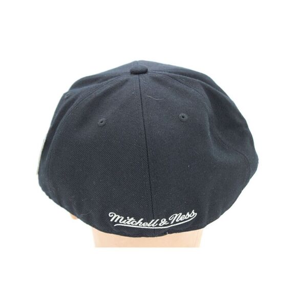 Mitchell & Ness Black Gray Dynasty Foundation Script Fitted Hat Cap 7 3/8 New - Picture 6 of 9